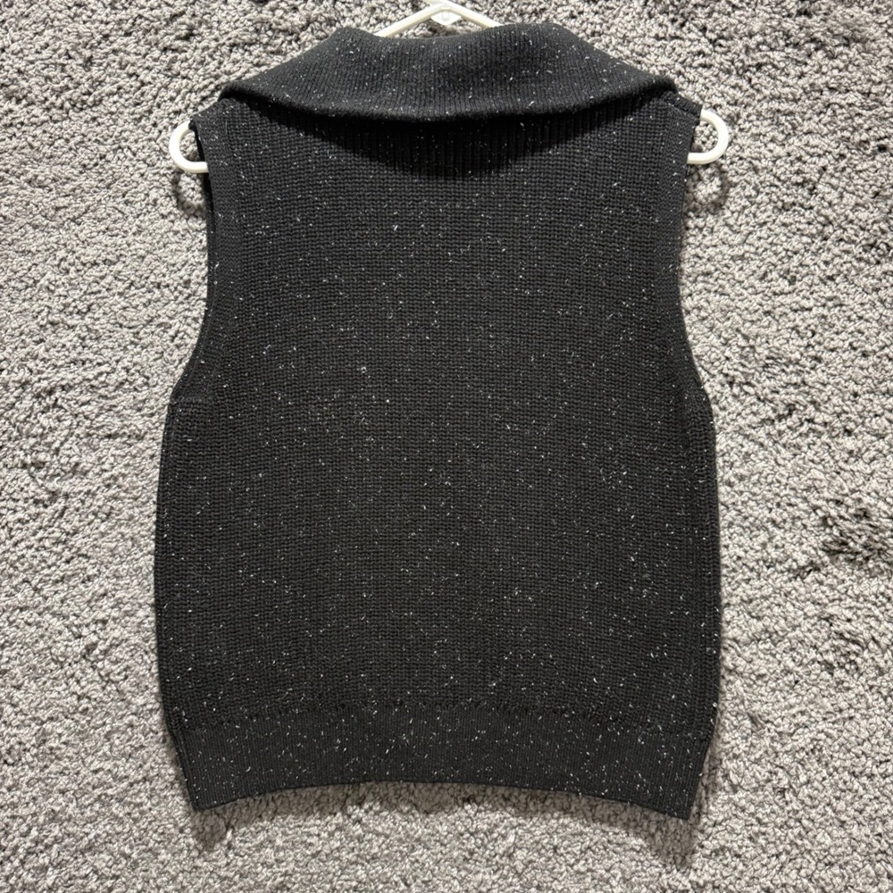 Varley Hally Half Zip Rib Vest Womens XS Black Excellent Speckled Cotton Knit - Picture 4 of 9